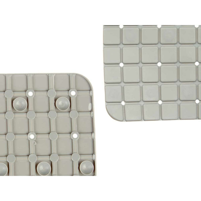 Alfombrilla Antideslizante para Ducha Cuadros Gris PVC 67,7 x 38,5 x 0,7 cm (6 Unidades)