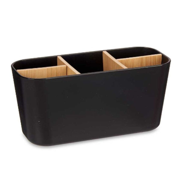 Portacepillos de Dientes Negro Bambú Polipropileno 21 x 10 x 9 cm (6 Unidades)
