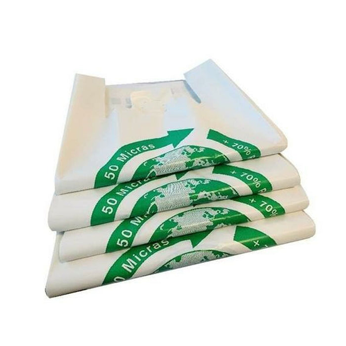 Bolsa de Compras Blanco Biodegradable 50 x 60 cm (100 Unidades)