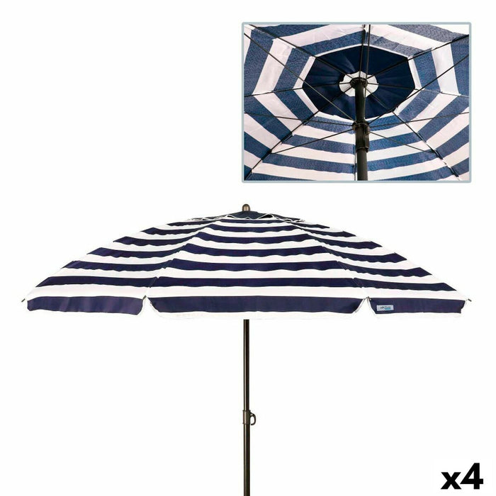 Sombrilla Aktive Azul/Blanco Metal 240 x 222 x 240 cm (4 Unidades)
